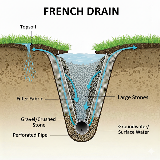 diagram of a French drain